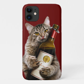 Cat With Wine Bottle iPhone 11 Case