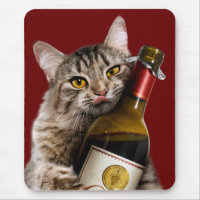 Cat With Wine Bottle