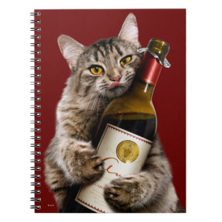 Cat With Wine Bottle Notebook