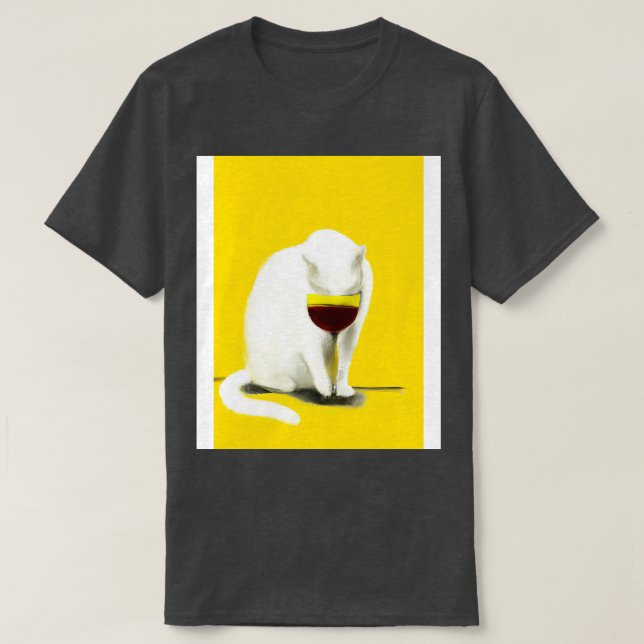 Cat with Wine T-Shirt (Design Front)
