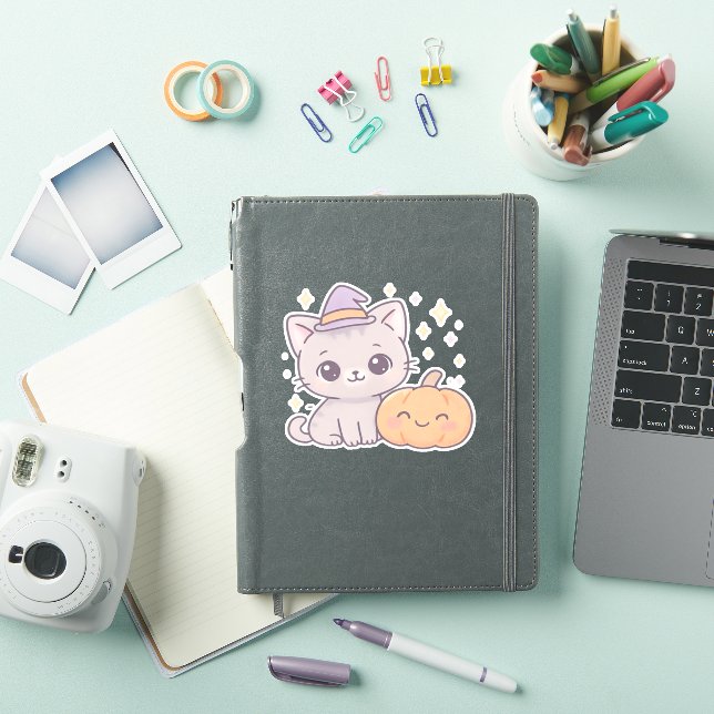 Cat with Witch Hat and Smiling Pumpkin Cute Spooky (iPad Cover)
