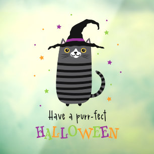 Cat with witch hat Have a purr-fect Halloween cute