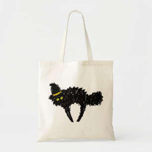 Cat with Witch's Hat Tote Bag