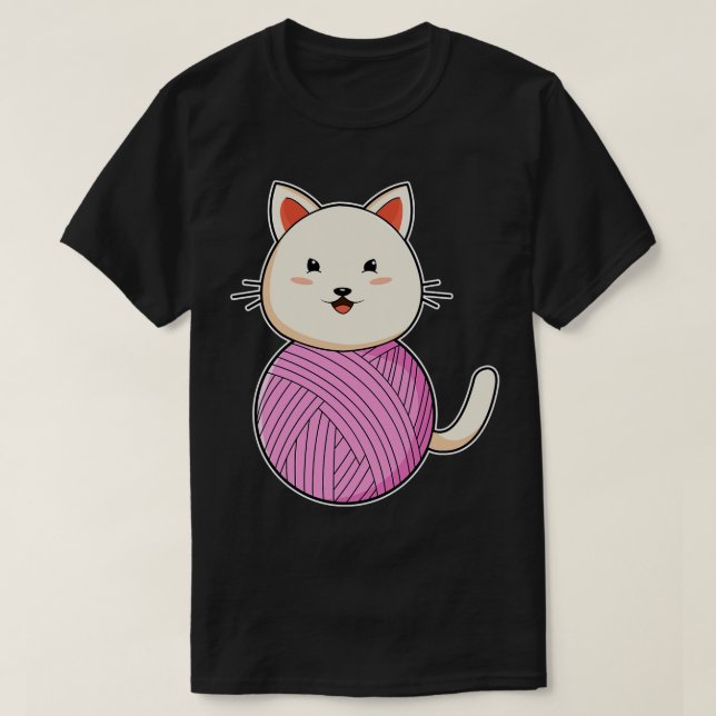 Cat with Wool yarn ball 1 T-Shirt (Design Front)