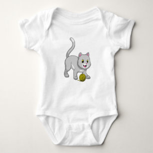 Cat with Wool yarn ball Baby Bodysuit