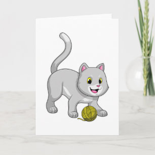 Cat with Wool yarn ball Card