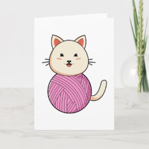 Cat with Wool yarn ball Card