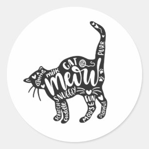 Cat with Words Inside Classic Round Sticker