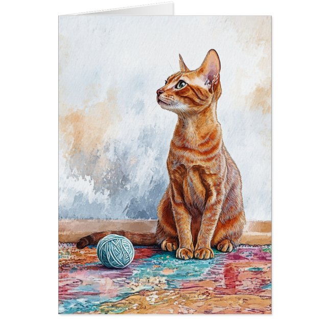 Cat With Yarn - 5" x 7" Art Card (Front)