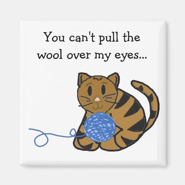 Cat with Yarn and Saying Magnet (Front)