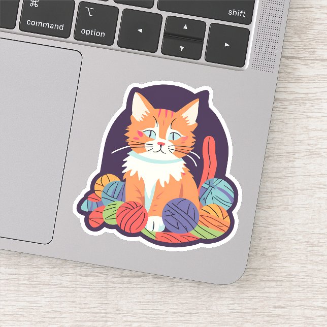 Cat with Yarn Waterproof  (Detail)