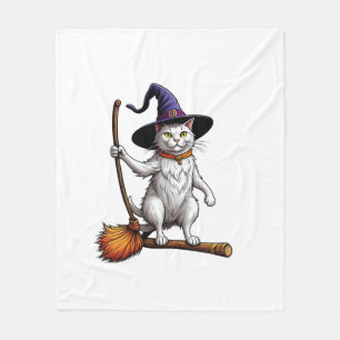 Cat Wizard Halloween Witch Mystical Cat Lovers _1 Fleece Blanket