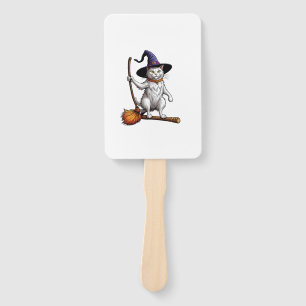 Cat Wizard Halloween Witch Mystical Cat Lovers _1 Hand Fan