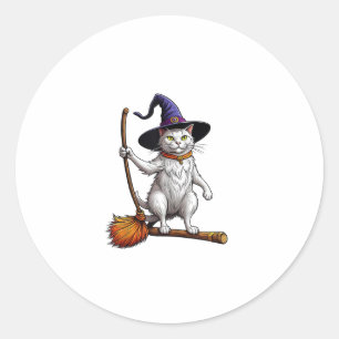 Cat Wizard Halloween Witch Mystical Cat Lovers Classic Round Sticker