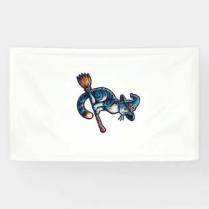 Cat Wizard Halloween Witch Mystical Cat Lovers Hal Banner