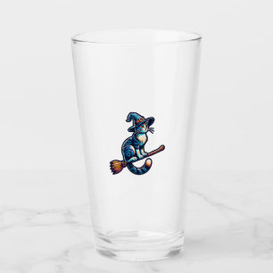Cat Wizard Halloween Witch Mystical Cat Lovers Hal Glass