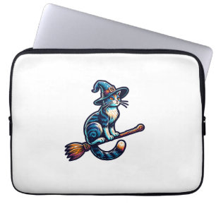Cat Wizard Halloween Witch Mystical Cat Lovers Hal Laptop Sleeve