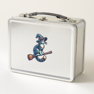 Cat Wizard Halloween Witch Mystical Cat Lovers Hal Metal Lunch Box