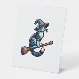 Cat Wizard Halloween Witch Mystical Cat Lovers Hal Pedestal Sign