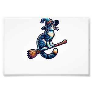 Cat Wizard Halloween Witch Mystical Cat Lovers Hal Photo Print