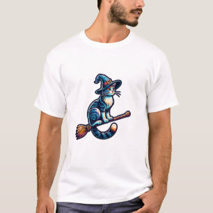 Cat Wizard Halloween Witch Mystical Cat Lovers Hal T-Shirt