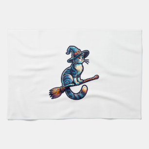 Cat Wizard Halloween Witch Mystical Cat Lovers Hal Tea Towel