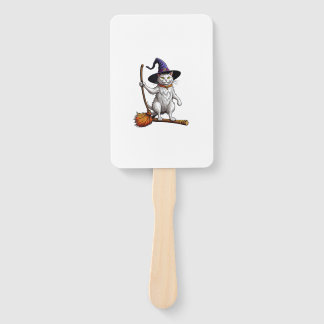 Cat Wizard Halloween Witch Mystical Cat Lovers  Hand Fan
