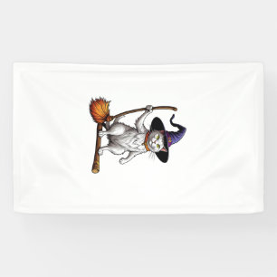 Cat Wizard Halloween Witch Mystical Cat Lovers Lon Banner
