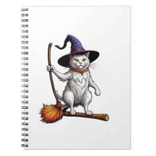 Cat Wizard Halloween Witch Mystical Cat Lovers Lon Notebook