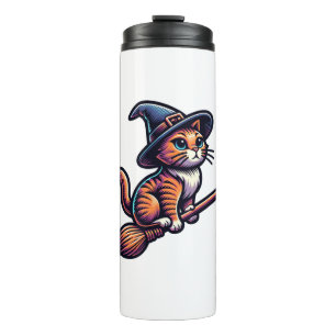 Cat Wizard Halloween Witch Mystical Cat Lovers Thermal Tumbler