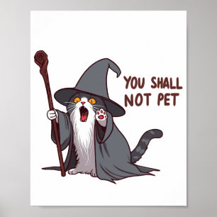 Cat Wizard You Shall Not Pet Poster