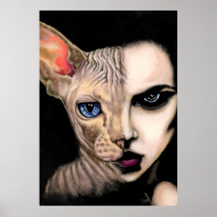 Cat Woman - Face Poster - Painting Art