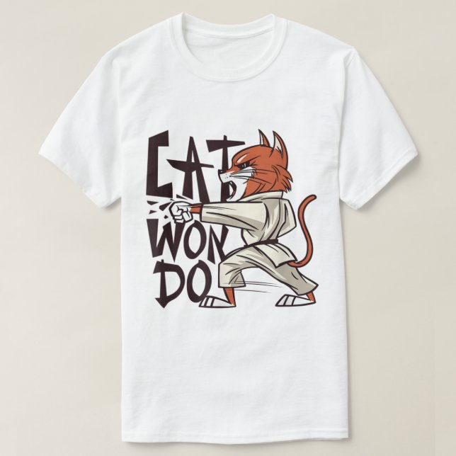 Cat Won Do Funny Martial Arts Cat T-Shirt (Design Front)