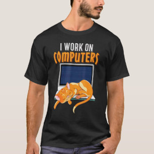 Cat Work On Computer Science Coder Programmer T-Shirt