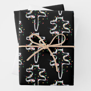 Cat Wrapped in Christmas Lights Christmas Funny Wrapping Paper Sheet