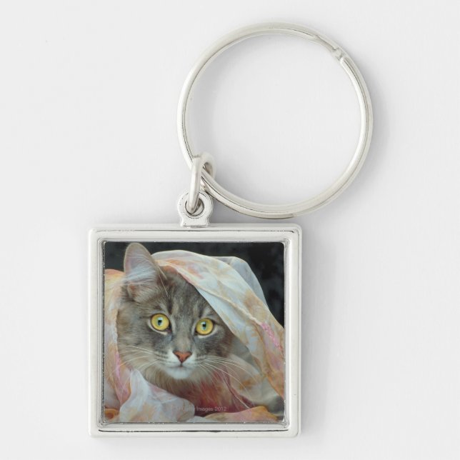 Cat wrapped in cloth key ring (Front)