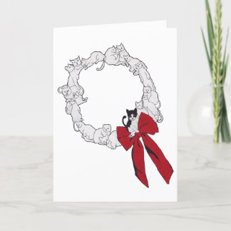Cat Wreath Christmas Card