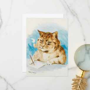 Cat Writing by Louis Wain Thank You Card