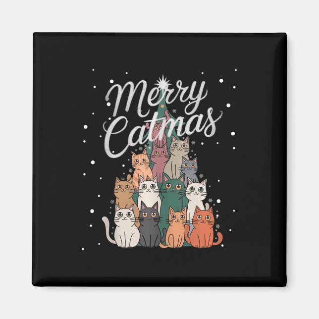Cat Xmas Tree Cats Christmas Tree Marry Catmas  Magnet (Front)