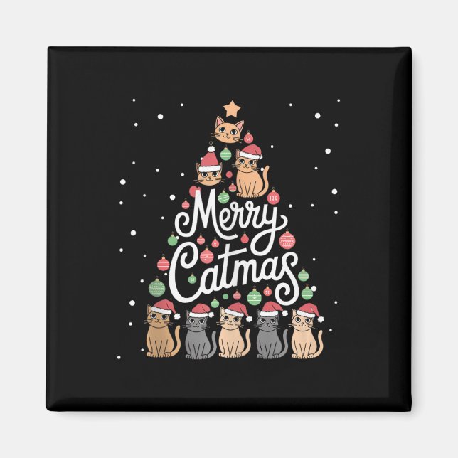 Cat Xmas Tree Cats Christmas Tree Marry Catmas Tan Magnet (Front)