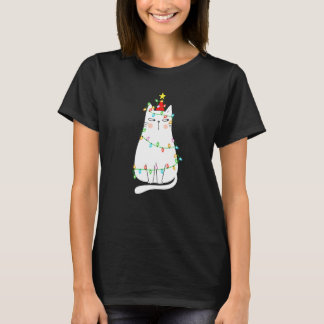 Cat Xmas Tree Lights Santa Cat Christmas T-Shirt