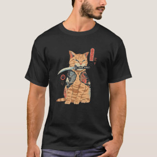 Cat Yakuza Cat Samurai Cat Tattoo Style Japan Anim T-Shirt