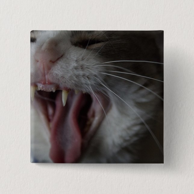 Cat Yawning 15 Cm Square Badge (Front)