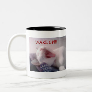 Cat Yawning Two-Tone Coffee Mug