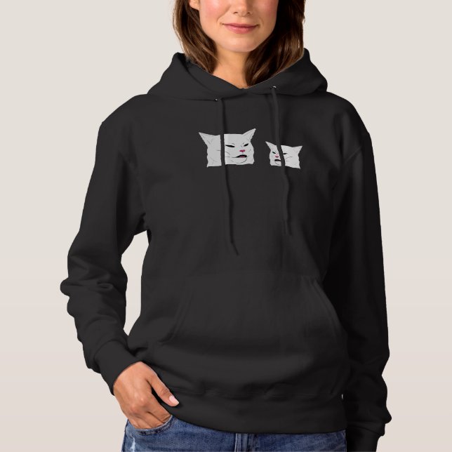 cat yelling at dinner table cat meme  great hoodie (Front)
