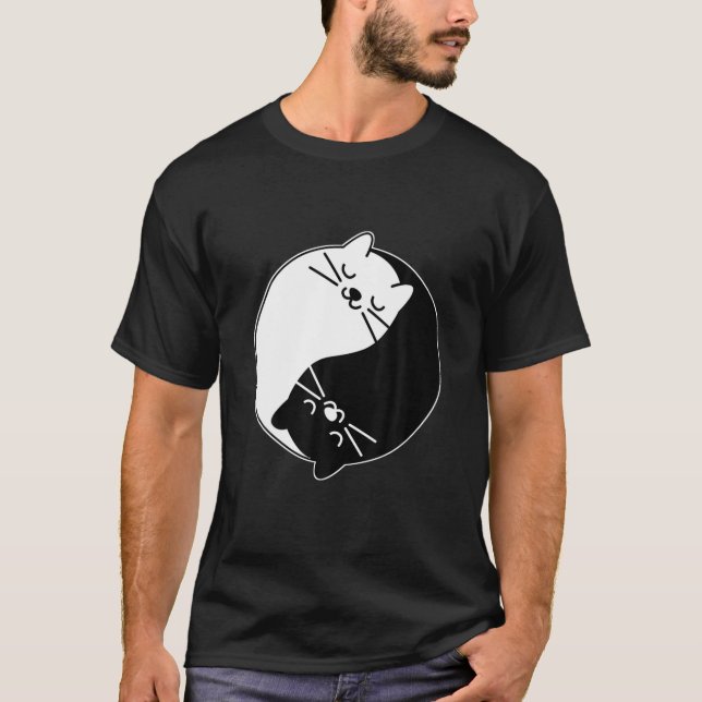 Cat Yin Yang Funny Cute Peace Cat Be Kind T-Shirt (Front)