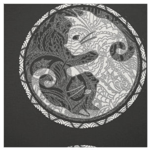 Cat Yin Yang Paisley Print Fabric