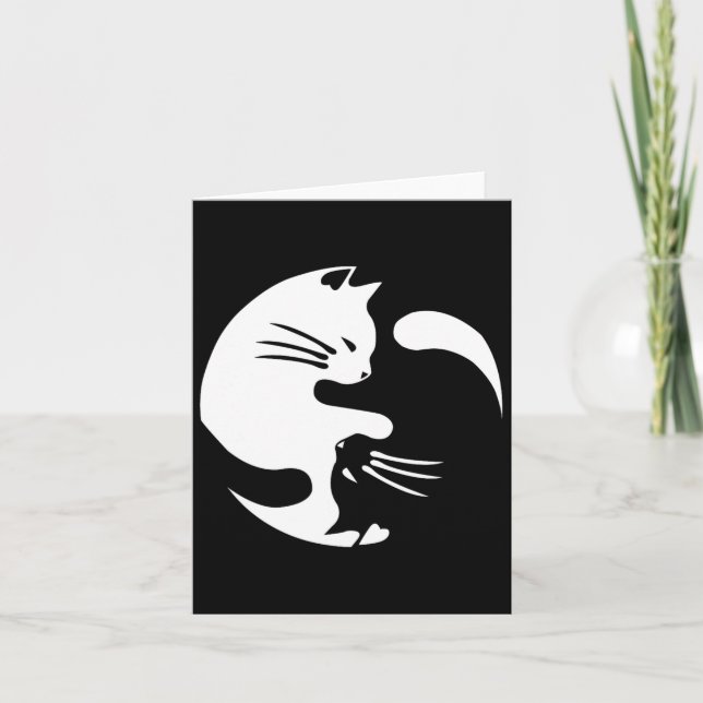 Cat Yin Yang Peace Loving Interconnected Gift Idea Card (Front)