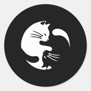 Cat Yin Yang Peace Loving Interconnected Gift Idea Classic Round Sticker