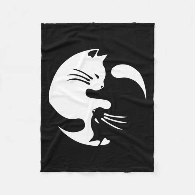 Cat Yin Yang Peace Loving Interconnected Gift Idea Fleece Blanket (Front)